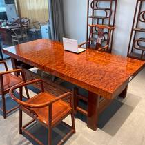 Bahua solid wood large plate tea table 1 m 8 New Chinese meditation Home tea table and chairs Combined office log tea table