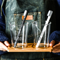 Simple glass wash cup home Nordic ins brushing Cup couple pair of cylinder set transparent tray