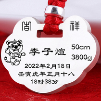 Solid long life lock bull tiger baby custom lettering 999 foot silver baby kids safety lock necklace first year old child