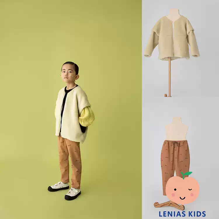 lenias LN家 folk made21AW秋冬女童可拆袖毛毛外套+长裤