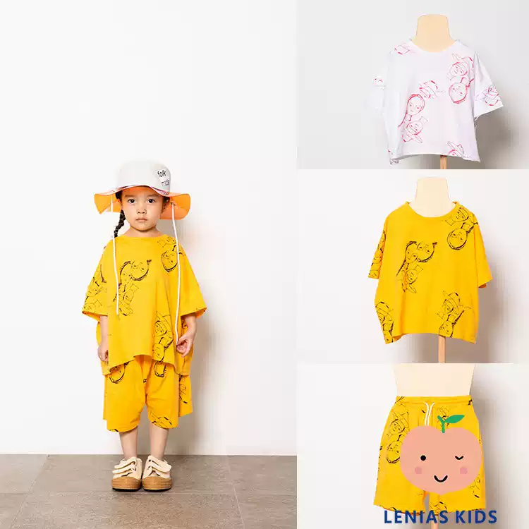 lenias LN家 folk made21SS春夏 黄色笑脸印花T恤+裤子