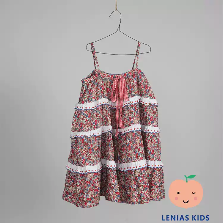 Lenias LN家 意大利 Pero25SS春夏女童蝴蝶结花朵吊带裙