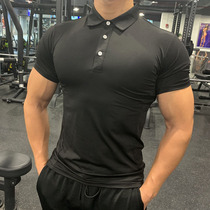 Fitness Suit Men Sports Running T-shirt Turnover POLO Jersey Speed Dry Breathable Tight Fit Private Coaching Workwear Custom