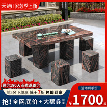 Stone Table Stone Bench Outdoor Villa Casual Natural Stone Elongated Home Table And Chairs Patio Garden Stone Table Set