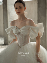 Wedding dress 2021 New Winter bride court style French temperament simple super fairy shoulder main wedding dress big tail