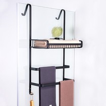 Bathroom towel rack-free suction cup towel bar toilet shower room hanging rod toilet door rear storage rack wall hanging