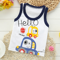  Pure cotton childrens vest Summer boys sleeveless cotton top girls bottoming shirt white pure cotton car fight