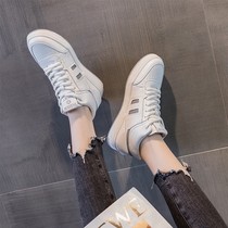 Hong Kong leather white shoes womens 2021 new autumn and winter all-match ins tide flat-bottomed high-top shoes casual sports board shoes