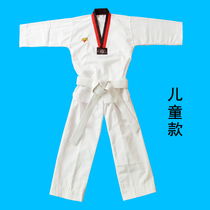Taekwondo clothing childrens long-sleeved polyester cotton short-sleeved mens and womens taekwondo beginner training clothing Childrens taekwondo clothing