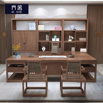 New Chinese solid wood boss Table Office table and chair combination simple modern large class office furniture fashion single