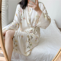 Soft and comfortable ~ Japanese style cotton silk and pyjamas female spring and summer thin style Loose Sleeping Dress Sweet and loose Bathrobe