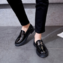 Leather Shoes Mens Summer Inglées Casual Little Leather Shoes Cover Korean version trendy society Little guys Lazy Shoes breathable bean-bean shoes