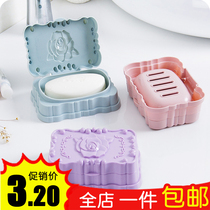 European rose with lid waterproof soap box toilet bathroom drain soap box creative travel soap bracket