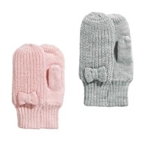 NOABAT children's gloves for autumn and winter warm girls knitted bow soft baby wool plus velvet comfortable gloves