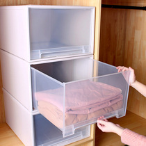 Transparent storage box Drawer-type household clothes finishing box storage cabinet Pull-out wardrobe artifact clothing storage box