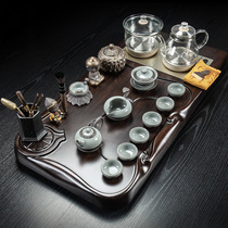 Black Sandalwood Solid Wood Tea Pongfu Tea Kit Home Tea Table Whole Set Glass Tea Tea Kettle Integrated Fully Automatic New