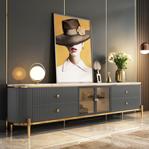 Tea table TV cabinet combination rock plate minimalist cabinet small apartment modern simple high-end marble light luxury TV cabinet