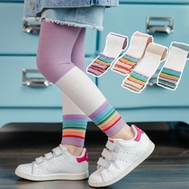 Girls leggings wear thin childrens pantyhose spring and autumn children stitching rainbow little Princess ankle-length pants