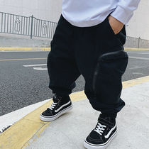 Xiao Jigu 2021 New Product ~ childrens clothing long pants boys black overalls Korean childrens casual pants 3