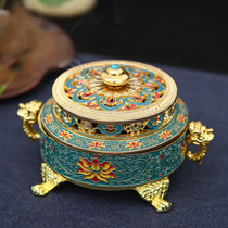 Full metal cloisonne enamel Tibetan incense burner home sandalwood scented aroma creative tea ceremony ornaments