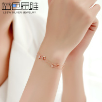 Four-leaf clover Bracelet girl summer sterling silver ins niche design 2021 new simple 18K rose gold color gold