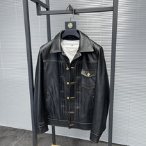 svip ~ Cabinet 2 6W imported calfskin Town Shop-level fashion lapel line leather jacket jacket men