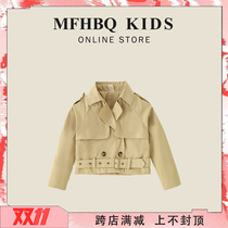 British MFHBQ childrens clothing ~ 2021 autumn and winter childrens Western wind coat for boys and girls English double-breasted jacket