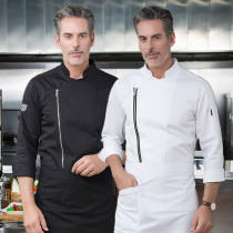 Hotel Western Kitchen High-end Executive Chef Overalls Cotton Zipper Long Short Sleeve Hotel Chef Mens Summer