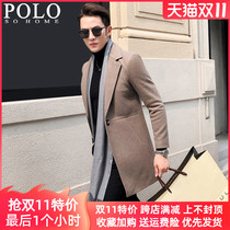 Paul winter mens woolen coat medium long thick tweed Korean slim windbreaker non-double cashmere coat