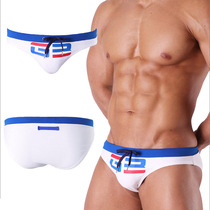 Mens Triangle Low Waist Letter Swimsuit Pants Close-up Pro-Skin Swim Spa Pants Equipped Soft Front Intranet Veil