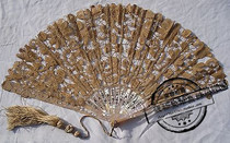 Antique mother of pearl skeleton lace Lady folding fan home decoration ornaments Western European collection