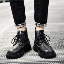 Italy autumn and winter New Large size Martin boots men leather British trend high top thick bottom plus velvet warm boots