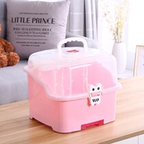 Baby bottle storage box box with lid dustproof drain drying rack for baby tableware storage box drying rack