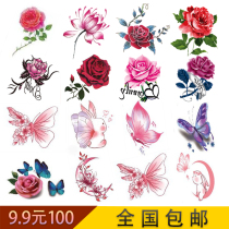 Tattoo stickers waterproof women long lasting hipster sexy rose flowers butterfly feet bare clavicle ins simulation 3D stickers
