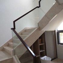 Solid wood painted stair tempered glass handrail U-slot card slot railing whole Beech American Red Oak attic