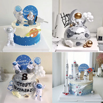 Astronaut Cake Decoration Nets Red Astronauts Plug-in Childrens Birthday Space Shuttle Rocket Planet Inserts swing pieces