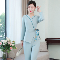 Technician Workwear Womens Fall New Long Sleeve Beautician Wellness Librariums Pedicure Foot Bath Beauty Salon Clothes Suit