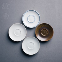 Therefore Jingdezhen tea set ceramic grease white rust red shadow green hand-painted double-line porcelain coaster Cup tray saucer