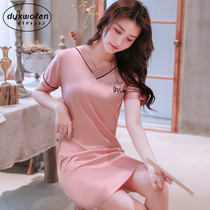 Japan Ice Silk Sleeping Dress Lady Summer Short Sleeves Slim Summer Sexy Silk 2022 New Sleepwear Senior Sensation