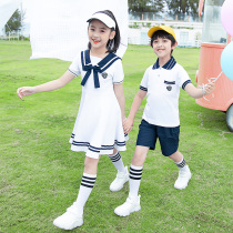 Kindergarten garden clothes Summer clothes British style childrens graduation photo class suit suit Summer short-sleeved sports school uniform for primary school students