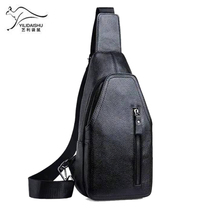 New Kangaroo Chest Bag Men Genuine Leather Large Capacity Mens Single Shoulder Bag Casual Diagonal Satchel Boomer Baotou Layer Cow Leather