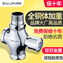 Baijin copper squatting toilet flushing valve Urinal hand-pressed stool flushing valve Toilet switch toilet delay valve
