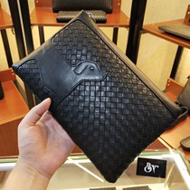 BV WHQN MAQH hand grab bag genuine leather young men business casual headlayer calf leather handwoven envelope