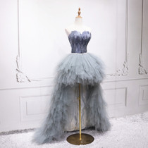 Sashimi front short rear long feather wedding dresses evening dress Birthday Party will send a show to the performance reception The annual meeting of the gas field women