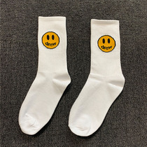 Chinas current drew house smiley face socks Justin Bieber same mens and womens sports couples socks Street Tide brand socks