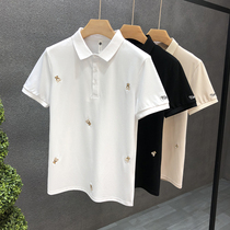 Bear embroidery handsome lapel high-end Polo shirt mens fashion brand summer leading t-shirt mens popular short sleeve