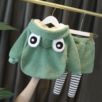 Baby girl Autumn and Winter set children 1 foreign Winter plus velvet thickened two-piece baby clothes 3-year-old girl winter clothes