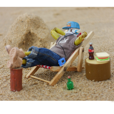 taobao agent Small folding chair, trend beach minifigure, 1/12, soldier, 6 inches