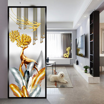 Modern minimalist art glass partition screen wind into the living room bedroom to block double-sided finished metal iron art