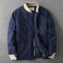 Winter retro baseball uniform jacket thickened padded tooling jacket plus velvet padded jacket mens warm small padded jacket